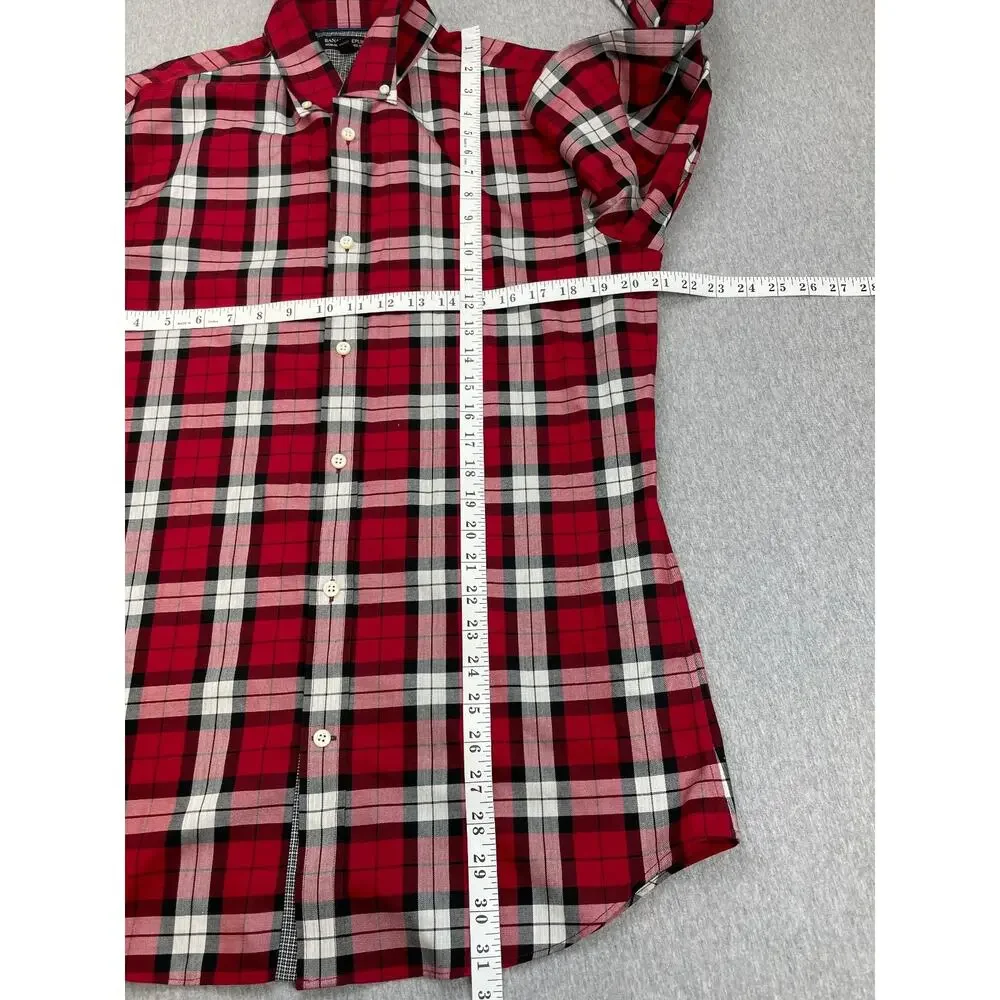 Banana Republic Shirt Mens Large Plaid 100% Cotton Tailored Slim Fit Button Down
